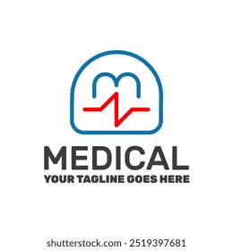 This logo combines the letter m with a heart line . It's a medical logo that would be suitable for a hospital, clinic, or medical practice.