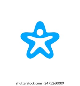 This logo combines a star with a simple child icon, featuring vibrant colors that convey joy and happiness. It embodies a playful and cheerful spirit, perfect for children’s branding.

