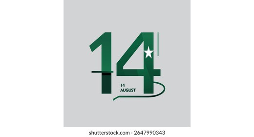 This logo commemorates Pakistan's Independence Day, featuring the number "14" prominently in green, accompanied by the text "14 AUGUST" and a white star.