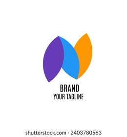 Este logotipo para empresa o grupo con letra de color de elemento n aislado en blanco