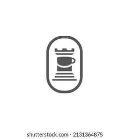 This logo consists of a chess piece combined with a coffee cup. Made with a simple, modern, and minimalist.