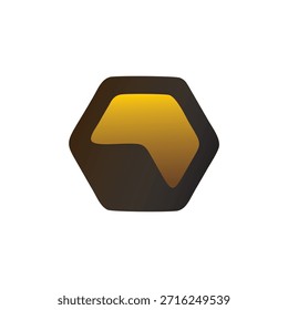 Este logotipo consiste en un hexágono redondeado con un borde degradado oscuro de carbón a verde azulado profundo.