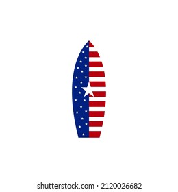 This logo consists of a surfboard combined with the American flag.