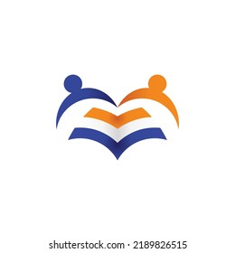 Dieses Logo besteht aus zwei Personen, die eine Herz-Silhouette und kombiniert mit einem Buch. Auf moderne und elegante Weise für Bildungsmarken hergestellt