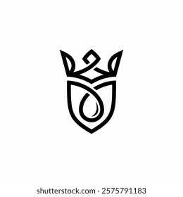 This logo is created using a combination of shield, drop, and crown symbols.