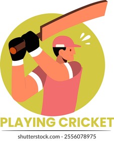 This logo cricket design flat