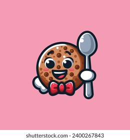 This is a logo of a cute cake with a spoon on a pink background. It is suitable for a bakery or dessert shop.