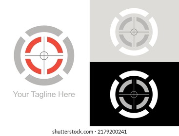 Dieses Logo zeigt einen Kreis mit einer Schussmarke, mit der das Ziel des Objektes erreicht wird.
