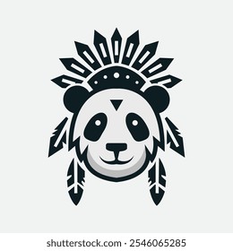 Este logotipo retrata uma combinação do personagem panda com atributos tradicionais na forma de um cocar de cabeça ameríndio