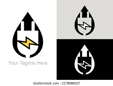 Dieses Logo zeigt einen Tropfen in der Mitte gibt es ein Schild ein elektrischer Blitz, dass die Präsenz elektrischer Energie in ihm gespeichert.