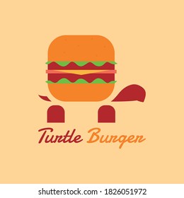 This is a logo design for a burger restaurant using a turtle as its logo mascot. 