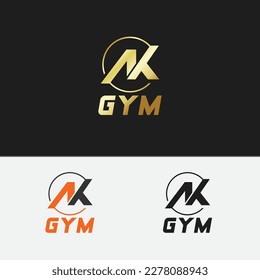 El diseño de este logotipo está diseñado para el gimnasio con el diseño de la palabra clave "AK", es útil para usted y puede utilizarlo para su negocio