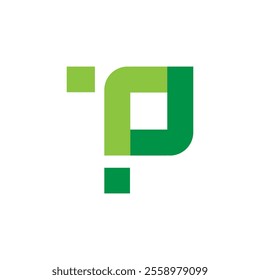 This is a logo design of an initial TP logo in green color in flat style on a white background