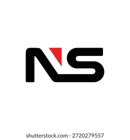 Este es un diseño de logotipo de una letra NS conectada entre sí que se ve en negrita en color negro y rojo sobre un fondo blanco