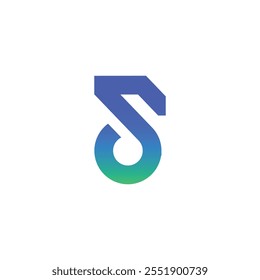 This is a logo design of a monogram letter S that shapes like a musical note in blue green gradient that looks clean on a white background