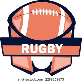 This is a logo design for rugby or American football with an orange theme.