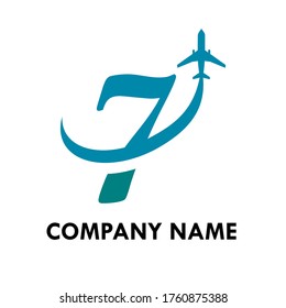 this is logo design template illustration. there are number  7  and air plane.suitable for anniversary, start, numeric, business, factory, etc