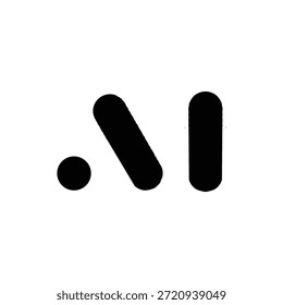 This is a logo design that depicts an initial letters AI in black color in simple geometric style.