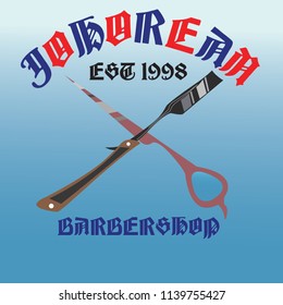 this is a logo design.barbershop logo design.vintage design had being develop