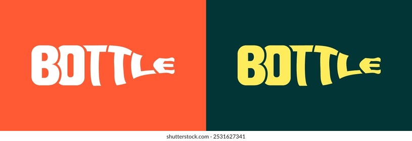 This logo designed with the word "Bottle" adapts the letters into a bottle shape, offering a flexible and creative design. Displayed with different background color variations