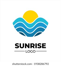 This logo displays the sunrise in the middle of the sea. It is suitable for the logo of tourism, adventure, community, and others
