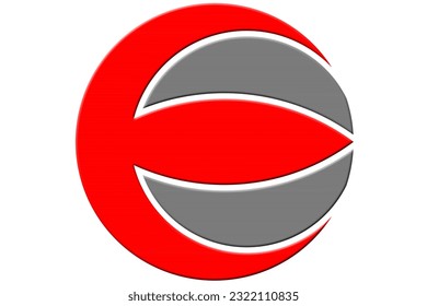This is logo (E) sign red color and circle, curved ass color.