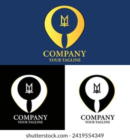 este logo combina elegantemente amarillo, azul y negro en un diseño cautivador