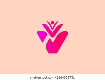 This logo features an abstract design with pink and purple gradient colors. This logo consists of several elements that form a symbol that resembles the letter "V".