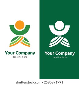 This logo features an abstract, open-armed figure, symbolizing welcome and connection.