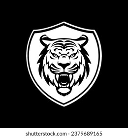 This logo features a bold, black and white design with a fierce tiger mascot head enclosed in a shield, representing strength and competitiveness