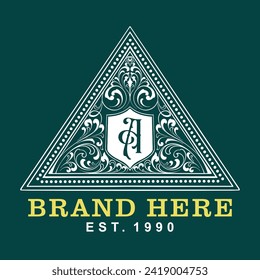 This logo features classic elements such as the crest and serif letters which create an elegant and dignified impression