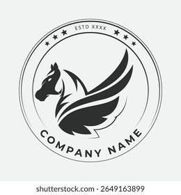 This logo features a horse in a vintage style combining elegant curves and intricate details that convey strength and grace with a timeless appeal