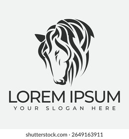 This logo features a horse in a vintage style combining elegant curves and intricate details that convey strength and grace with a timeless appeal