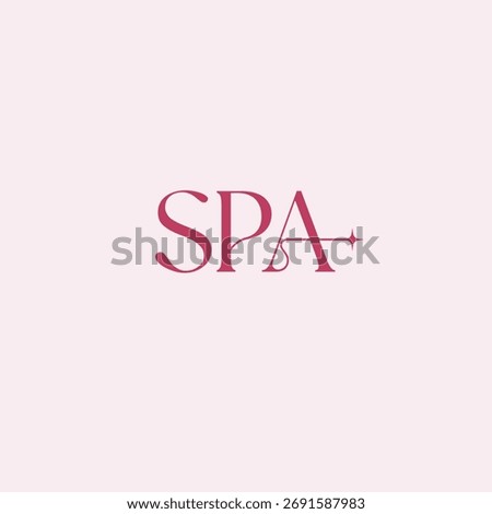 This logo features the letters “SPA”.
The center line of the letter “A” is elongated. At the end of the line is a sparkle element. Suitable for brands in the spa, wellness, beauty, or body care indust