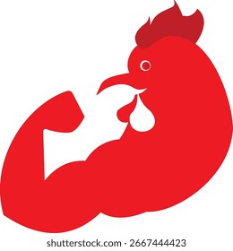 Este logotipo presenta un musculoso pollo con llamativos bíceps rojos, que reflejan fuerza y coraje. Su diseño único es perfecto para marcas de comida picante, deportes o empresas que quieren destacar.