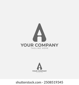 This logo features a prominent "A" in a geometric form. Its minimalist design with clean lines and sharp angles creates a modern and elegant look, ideal for brands that value simplicity.