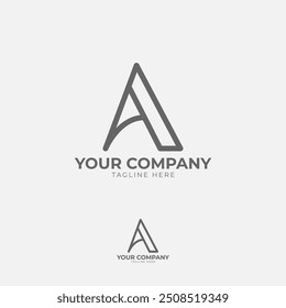 This logo features a prominent "A" in a geometric form. Its minimalist design with clean lines and sharp angles creates a modern and elegant look, ideal for brands that value simplicity.