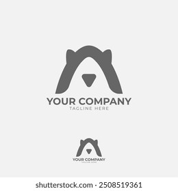 This logo features a prominent "A" in a geometric form. Its minimalist design with clean lines and sharp angles creates a modern and elegant look, ideal for brands that value simplicity.