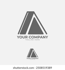 This logo features a prominent "A" in a geometric form. Its minimalist design with clean lines and sharp angles creates a modern and elegant look, ideal for brands that value simplicity.