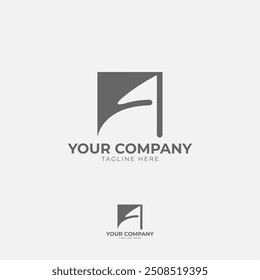 This logo features a prominent "A" in a geometric form. Its minimalist design with clean lines and sharp angles creates a modern and elegant look, ideal for brands that value simplicity.