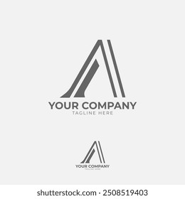 This logo features a prominent "A" in a geometric form. Its minimalist design with clean lines and sharp angles creates a modern and elegant look, ideal for brands that value simplicity.