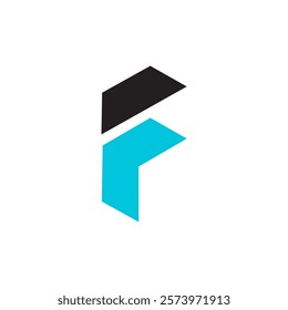 This logo features a sharp, angular design with a prominent blue shape pointing upwards like the letter f