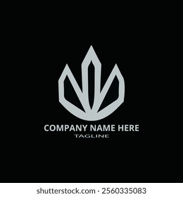 This logo features a sleek, gray geometric emblem resembling a flame or leaf, paired with placeholder text, exuding modern, professional elegance.