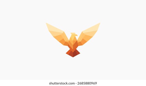 Dieses Logo verfügt über ein stilisiertes geometrisches Vogelemblem in lebendigem Rot auf einfarbigem grauem Hintergrund.
