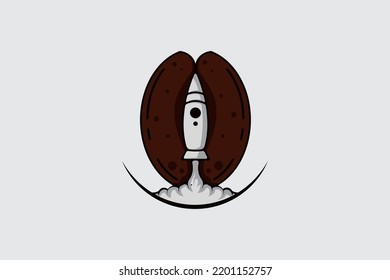 This logo is in the form of a coffee bean with a rocket in the middle