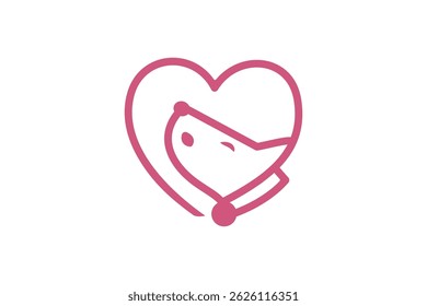 This logo is in the form of a dog howling in a heart symbol.