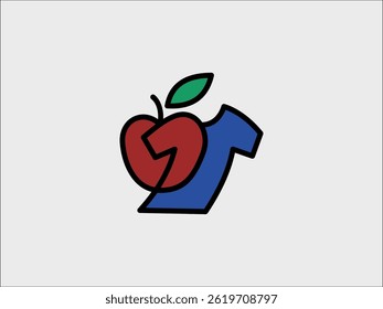 This logo is formed from a combination of apple and clothing. Forming a unique and interesting logo.