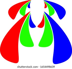 This logo forms butterfly wings with various colors