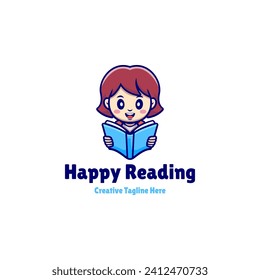 This logo of a girl reading a book is perfect for a logo for children's tutoring, education, and the like