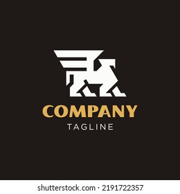 Dieses Logo ist ein Greifen-Logo, das geometrisch, einfach, minimalistisch, modern gemacht ist. für jede Branche gut
